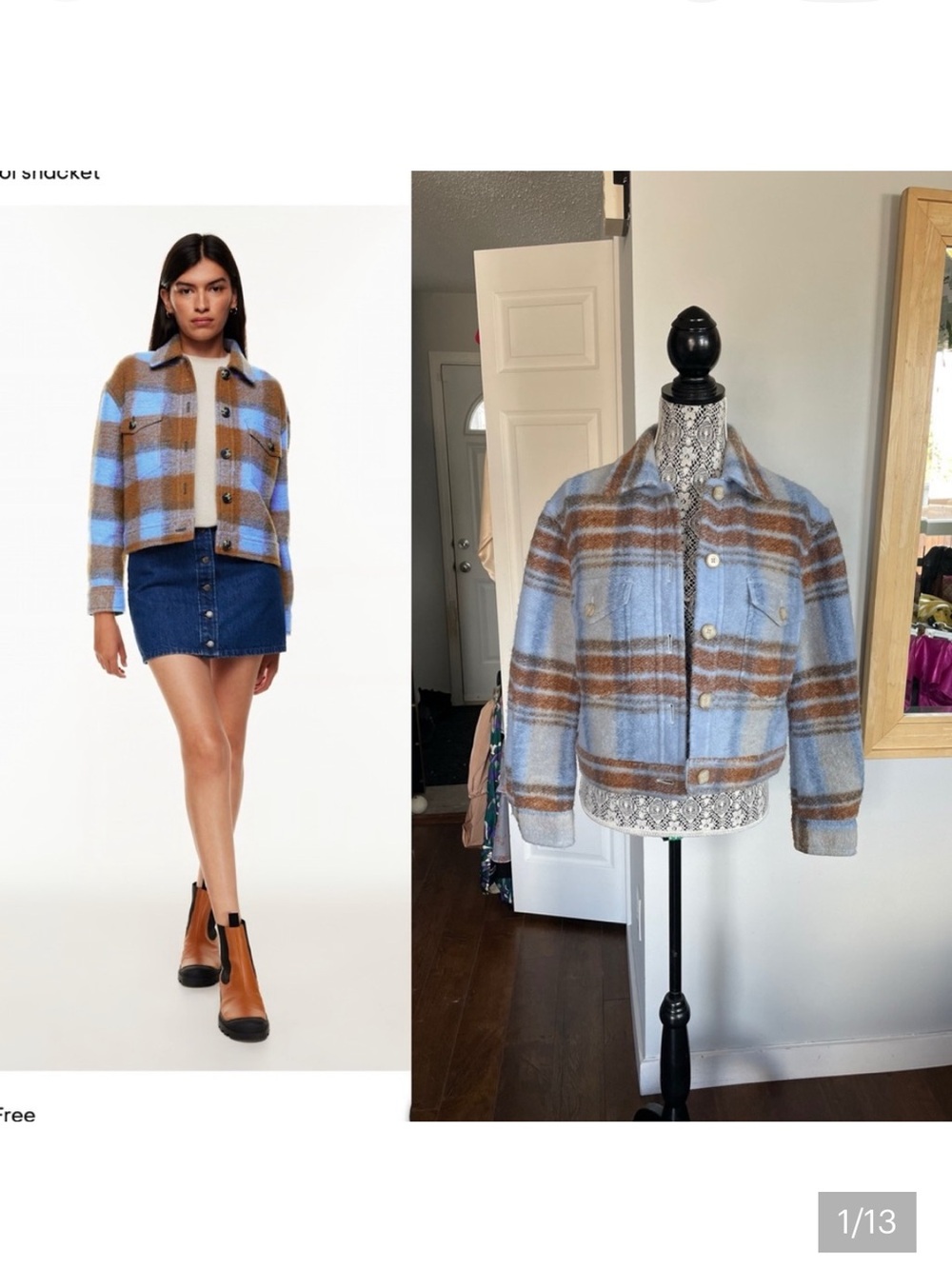 Aritzia The Ganna Cropped Wool Utility Jacket Coat. XS.